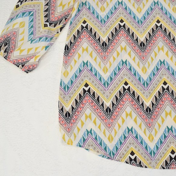 Francesca's Aina Be Rainbow Southwest Chevron Lightweight Blouse Shirt Top S - Picture 3 of 10